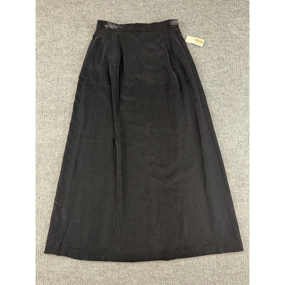 Talbots Skirt Womens Petite 2P Black Microfiber A-Line Long Lined Formal